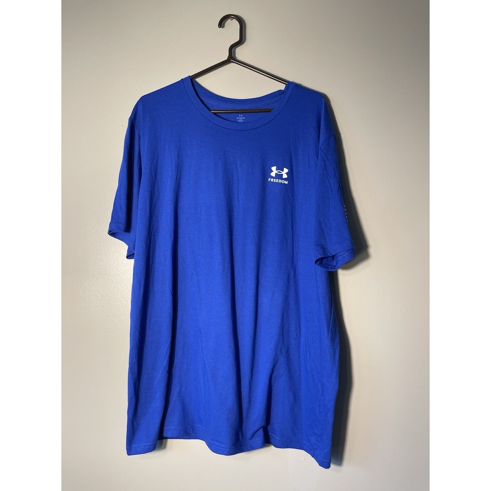 Under Armour Freedom Banner US Flag Men's T-shirt Blue Size 2XL NWT